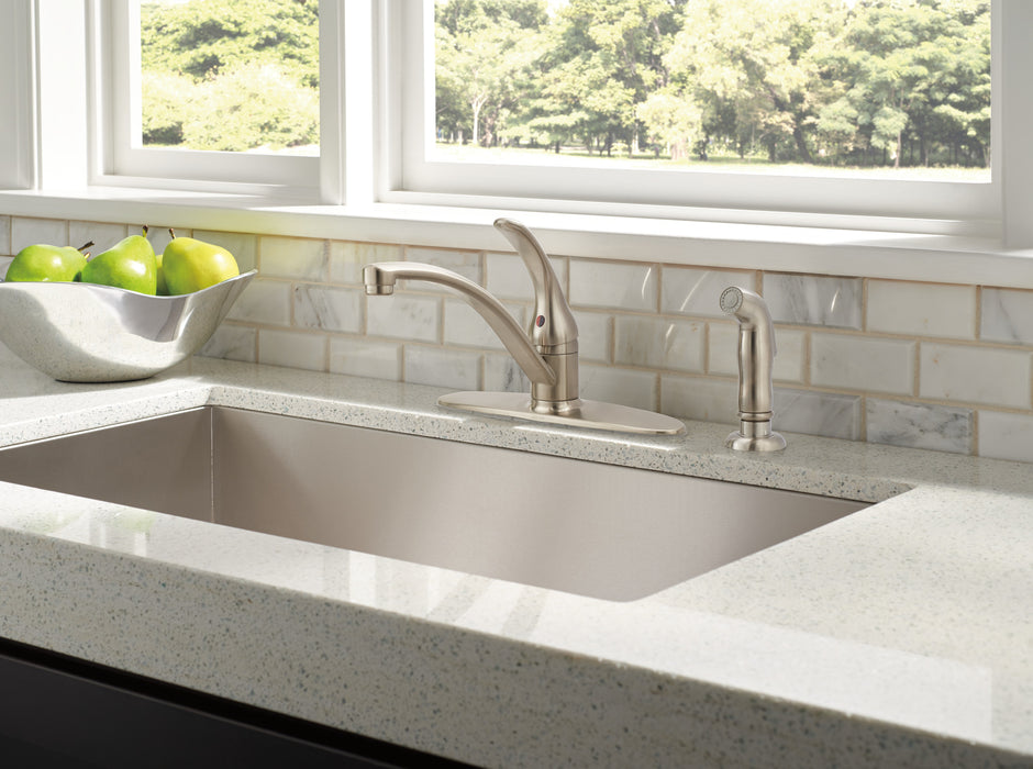 Delta Foundations B4410LF Single Handle Kitchen Faucet with Spray, Stainless