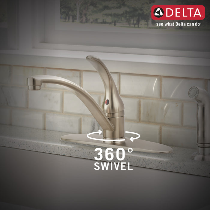 Delta Foundations B4410LF Single Handle Kitchen Faucet with Spray, Stainless