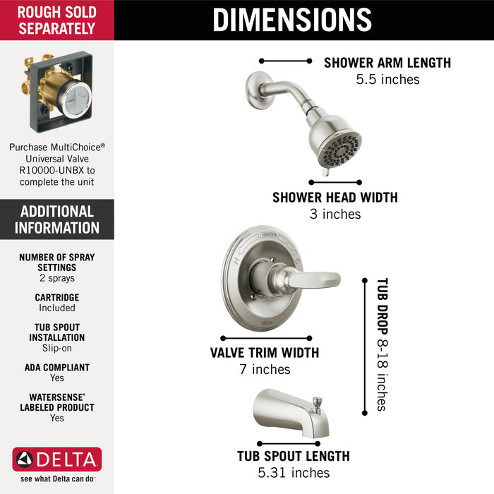 Delta Foundations Monitor 13 Series Tub and Shower Trim