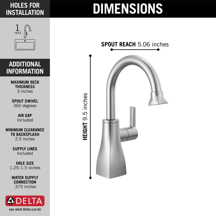 Delta 1940 Contemporary Square Beverage Faucet, arctic stainless - view 2