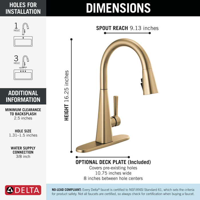 Delta Lenta 19802Z Single-Handle Pull-Down Kitchen Faucet