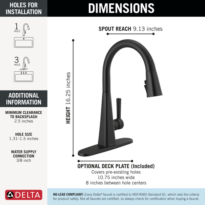 Delta Lenta 19802Z Single-Handle Pull-Down Kitchen Faucet