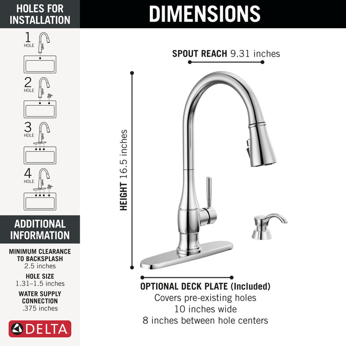 Delta Hazelwood: Single Handle Pull-Down Kitchen Faucet with Soap Dispenser and ShieldSpray Technology