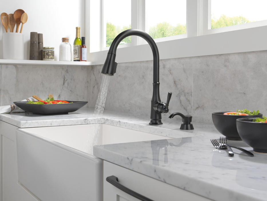 Delta Capertee 19877Z Single Handle Pull-Down Kitchen Faucet with Soap Dispenser and ShieldSpray Technology