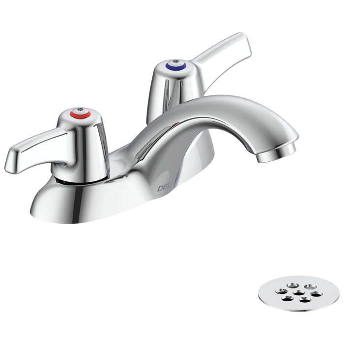 Commercial 21C 21C453 Two Handle Centerset Bathroom Faucet with Grid Strainer