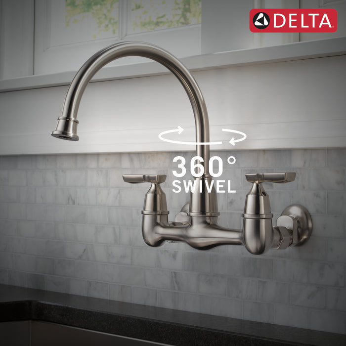Delta Corin 22722LF Two Handle Wall Mounted Kitchen Faucet