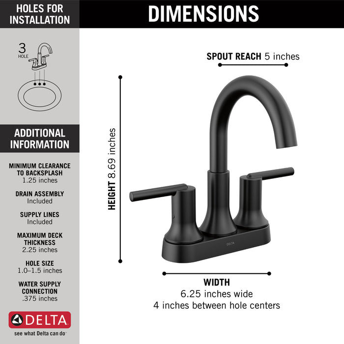 Delta Trinsic: Two Handle Centerset Bathroom Faucet