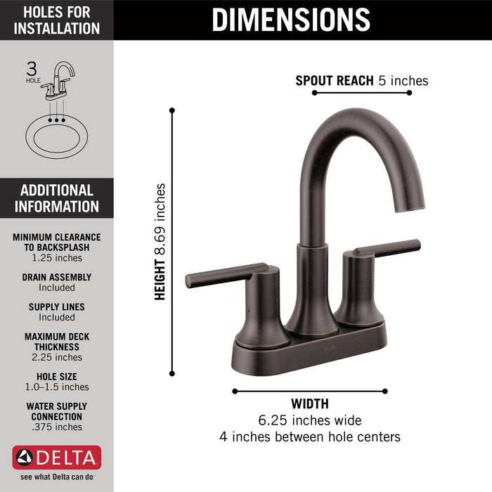 Delta Trinsic: Two Handle Centerset Bathroom Faucet