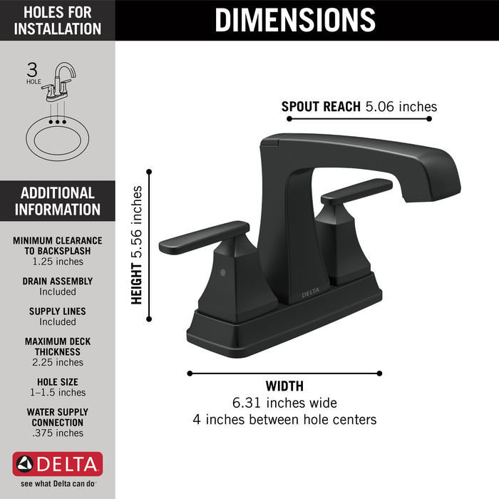 Delta Ashlyn: Two Handle Centerset Lavatory Faucet - Metal Pop-Up