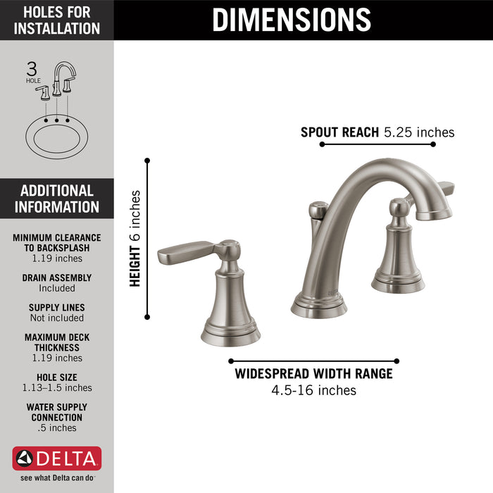 Delta Woodhurst 3532LF Two Handle Widespread Bathroom Faucet