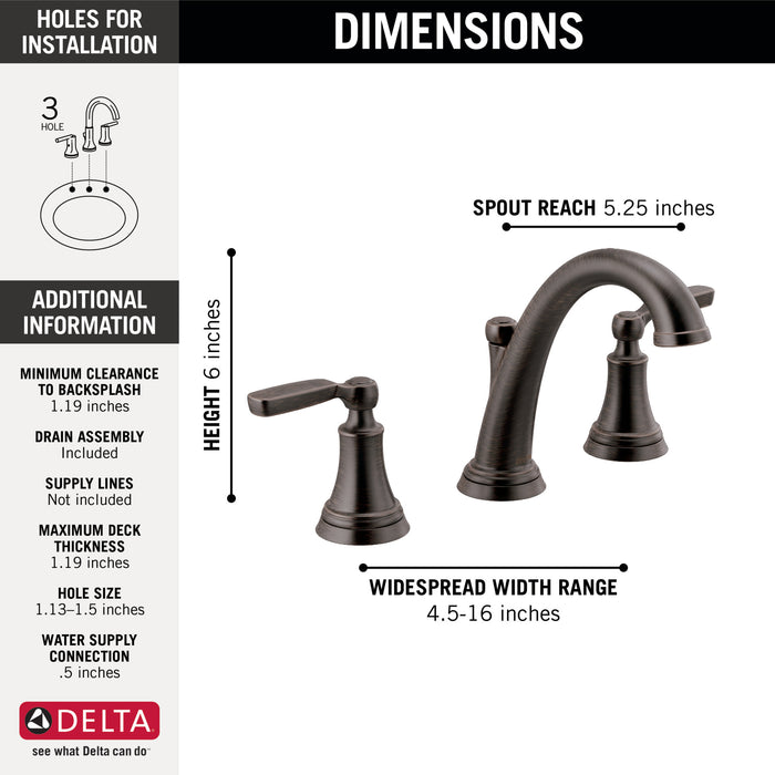 Delta Woodhurst: Two Handle Widespread Bathroom Faucet