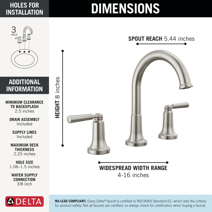 Delta Saylor: Two Handle Widespread Bathroom Faucet