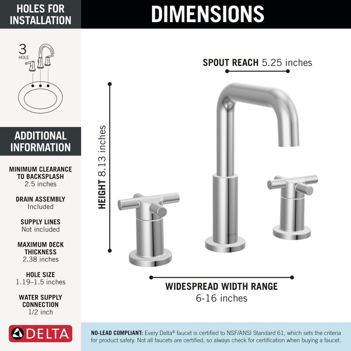 Delta Nicoli 35894LF Two Handle Widespread Bathroom Faucet, chrome - view 2