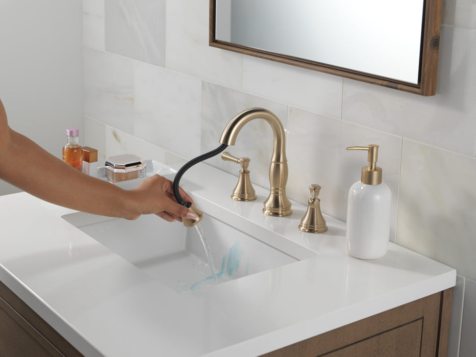 Delta Cassidy 3597 Two Handle Widespread Pull Down Bathroom Faucet