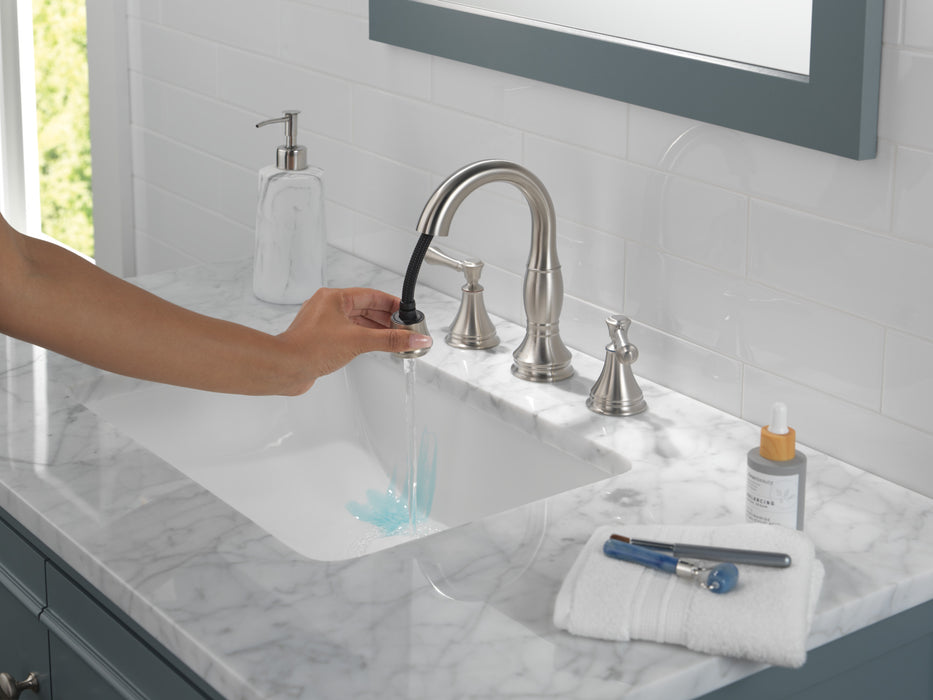 Delta Cassidy 3597 Two Handle Widespread Pull Down Bathroom Faucet