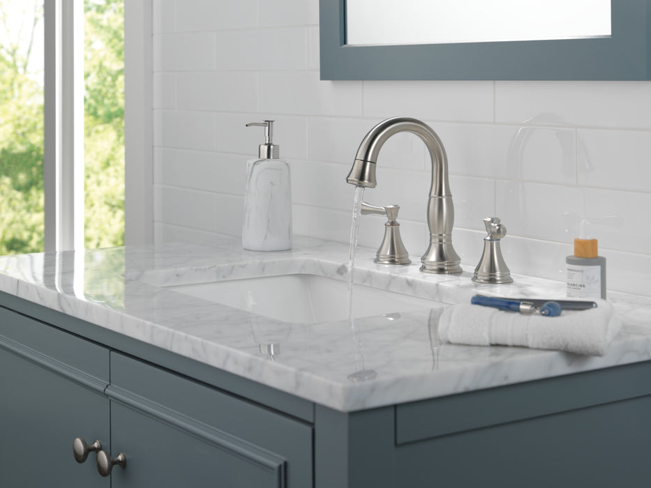 Delta Cassidy 3597 Two Handle Widespread Pull Down Bathroom Faucet
