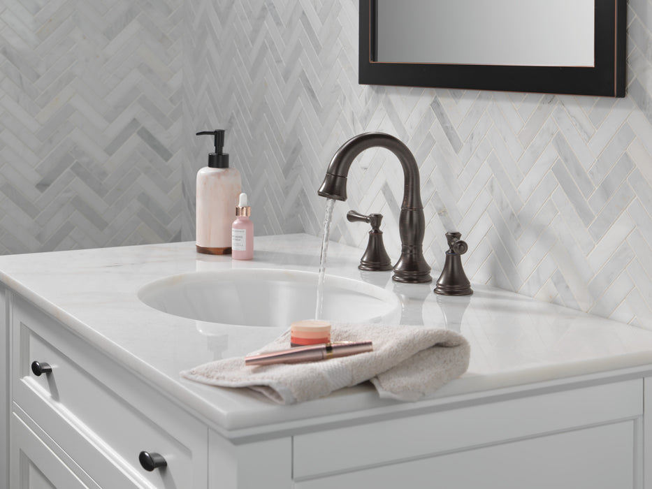 Delta Cassidy 3597 Two Handle Widespread Pull Down Bathroom Faucet