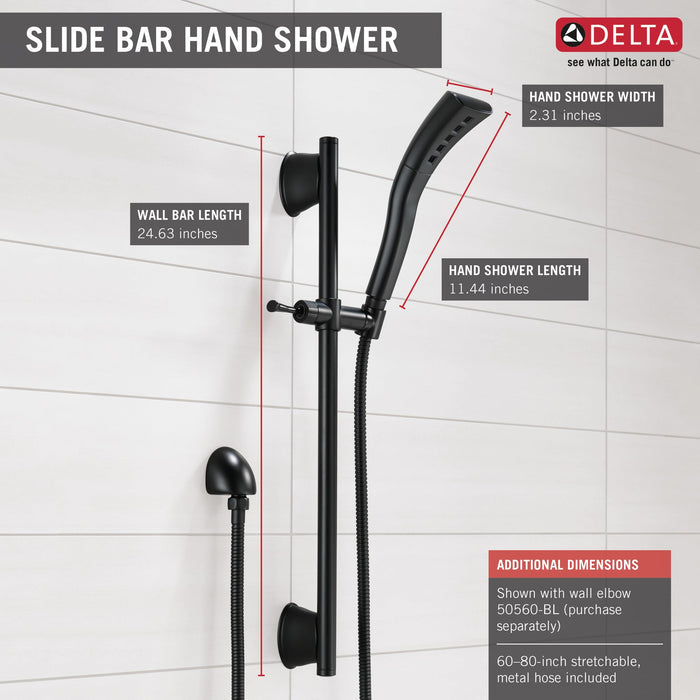 Delta Universal Showering Components 51579 H2OKINETIC Single-Setting Slide Bar Hand Shower, matte black - view 5