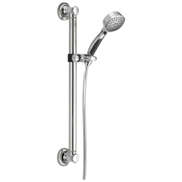 Delta Universal Showering Components: ActivTouch 9-Setting Hand Shower with Traditional Slide Bar / Grab Bar