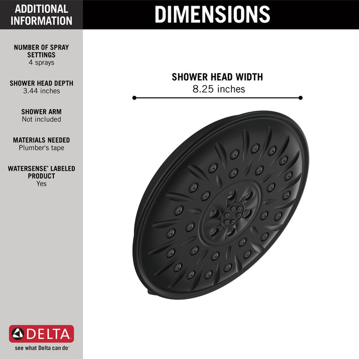 Delta Universal Showering Components 52487 Ultrasoak 4-Setting Shower Head, matte black - view 3