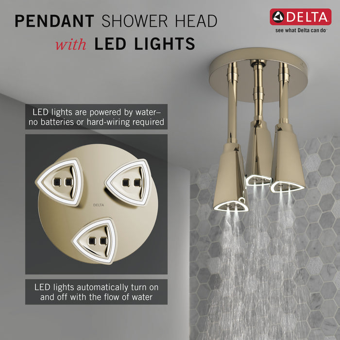 Delta Universal Showering Components 57140 H2OKINETIC Pendant Raincan Shower Head with LED Light
