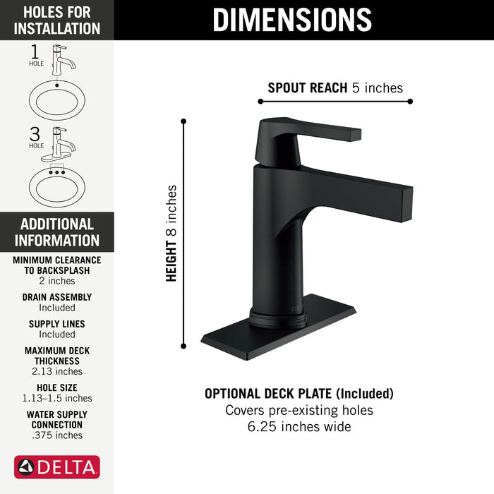 Delta Zura: Single Handle Bathroom Faucet with Touch<sub>2</sub>O.xt Technology