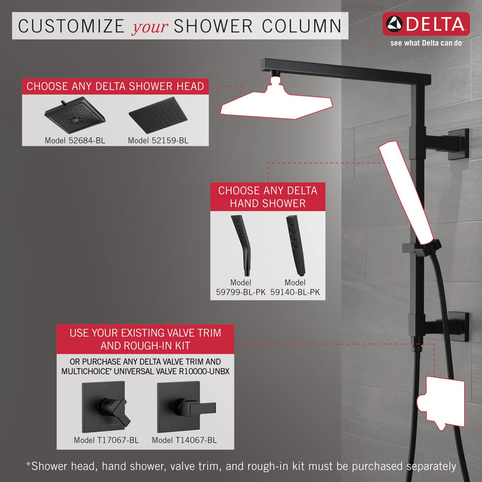 Delta Universal Showering Components 58420 Shower Column 26" Angular, matte black - view 3