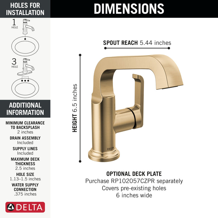 Delta Tetra 589SH Single Handle Bathroom Faucet, lumicoat champagne bronze - view 2