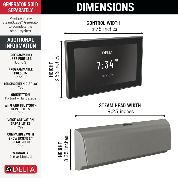 Delta Universal Showering Components 5CB Unilateral Digital Steam Package