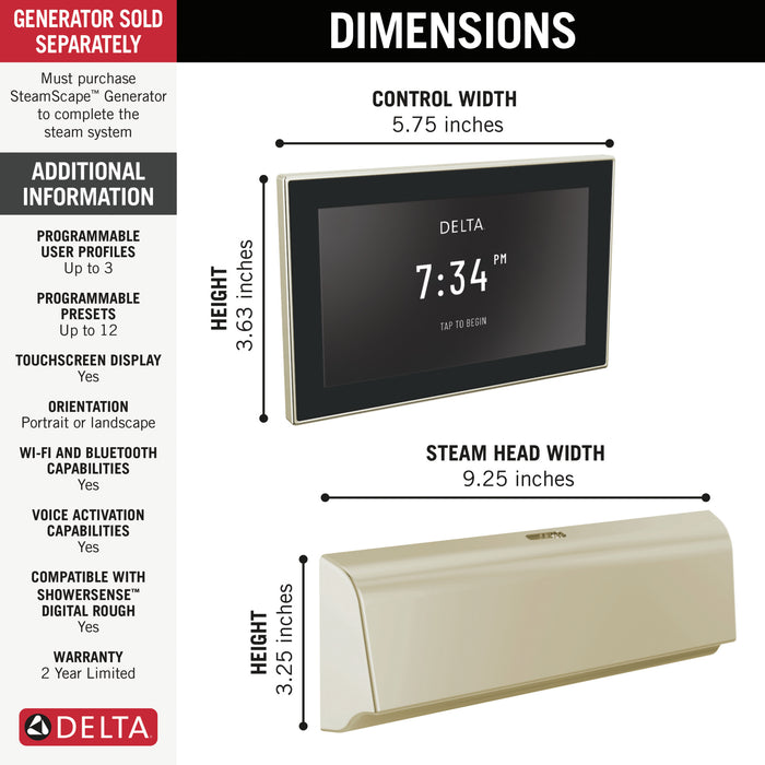 Delta Universal Showering Components 5CB Unilateral Digital Steam Package