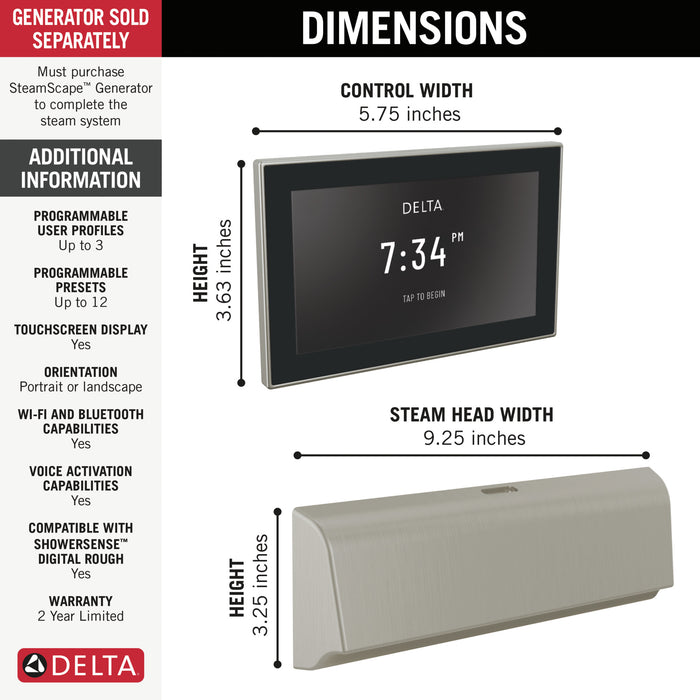 Delta Universal Showering Components 5CB Unilateral Digital Steam Package