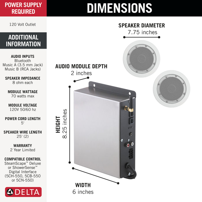 Delta Universal Showering Components 5SP Audio Speaker System