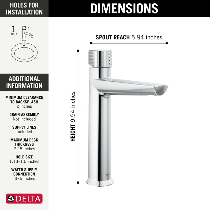 Delta Galeon 673 Single Handle Mid-Height Bathroom Faucet, lumicoat chrome - view 2