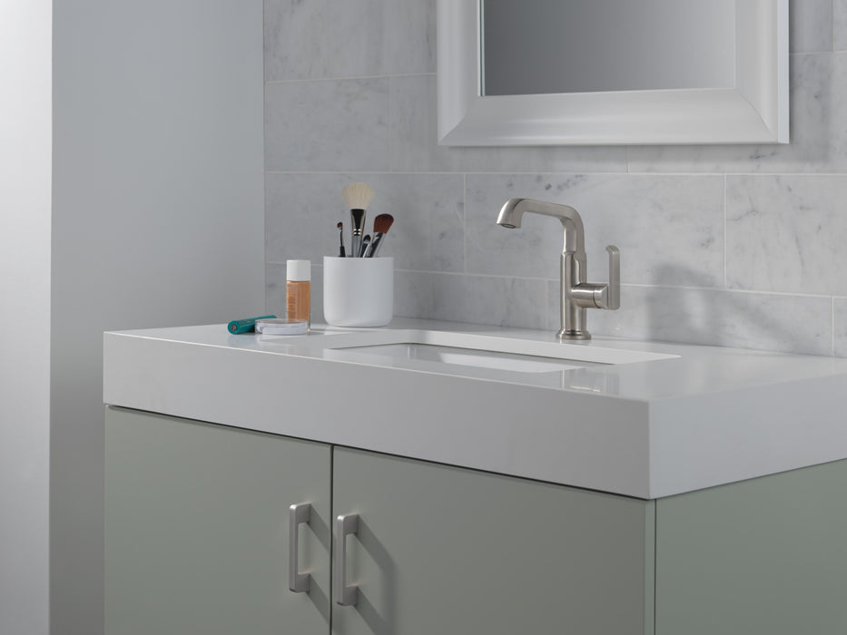 Delta Tetra: Single Handle Mid-Height Vessel Bathroom
