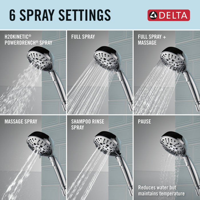 Delta Universal Showering Components 75536 H2Okinetic 6-Setting Hand Shower