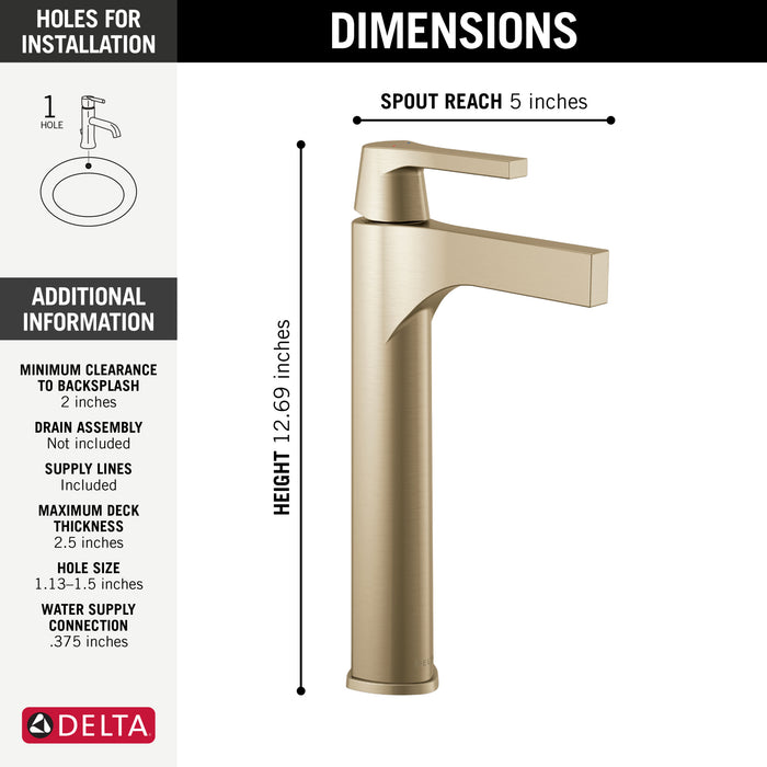 Delta Zura: Single Handle Vessel Bathroom Faucet
