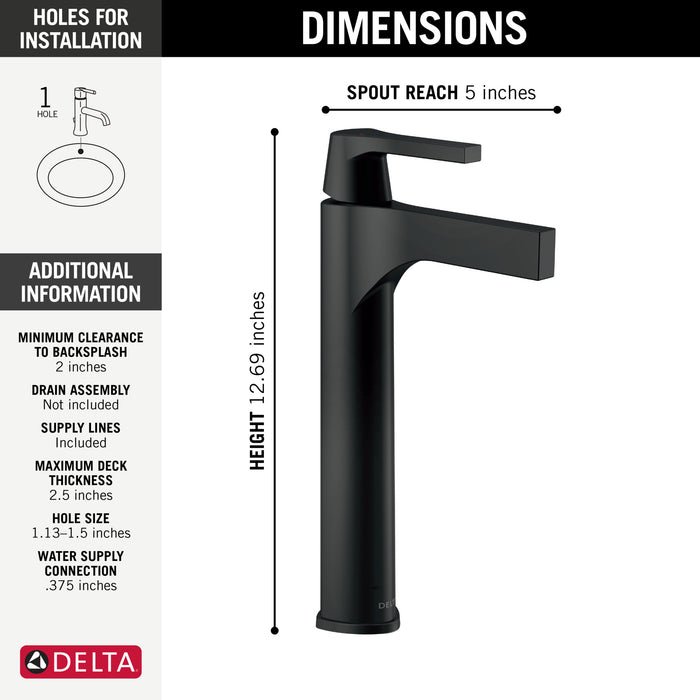 Delta Zura: Single Handle Vessel Bathroom Faucet