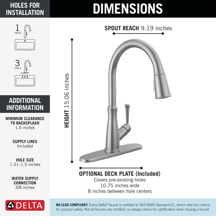 Delta Westville: Single Handle Pull-Down Kitchen Faucet