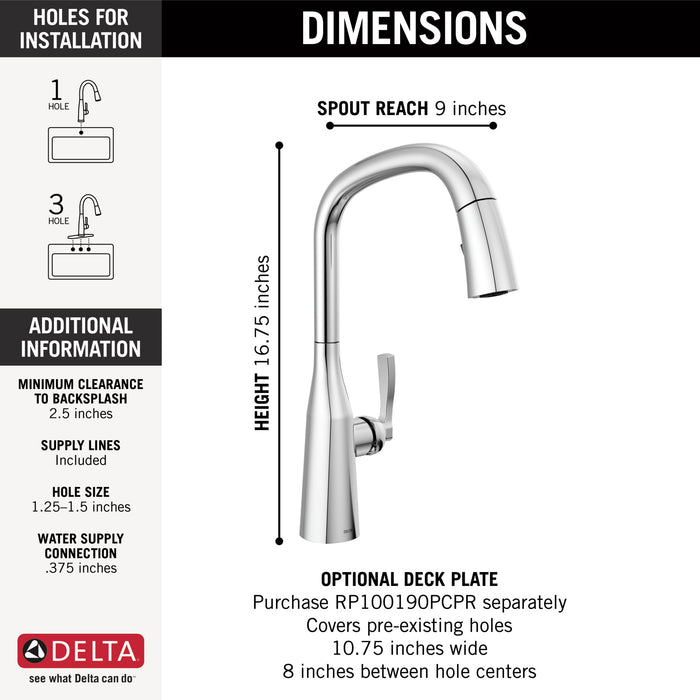 Delta Stryke: Single Handle Pull Down Kitchen Faucet
