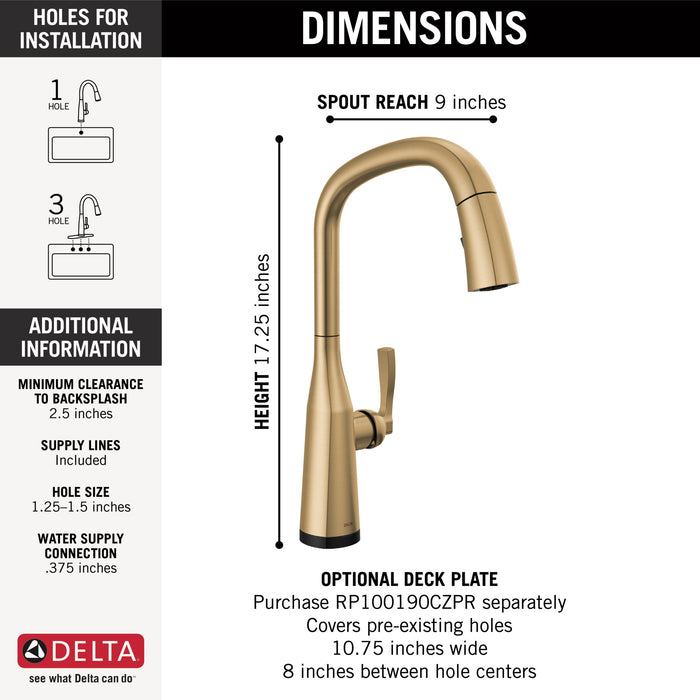 Delta Stryke 9176TV TouchTouch 2O Pull-Down Kitchen w/ Voice