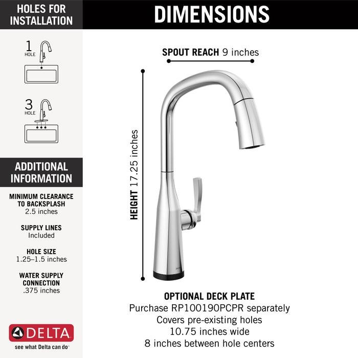 Delta Stryke 9176TV TouchTouch 2O Pull-Down Kitchen w/ Voice