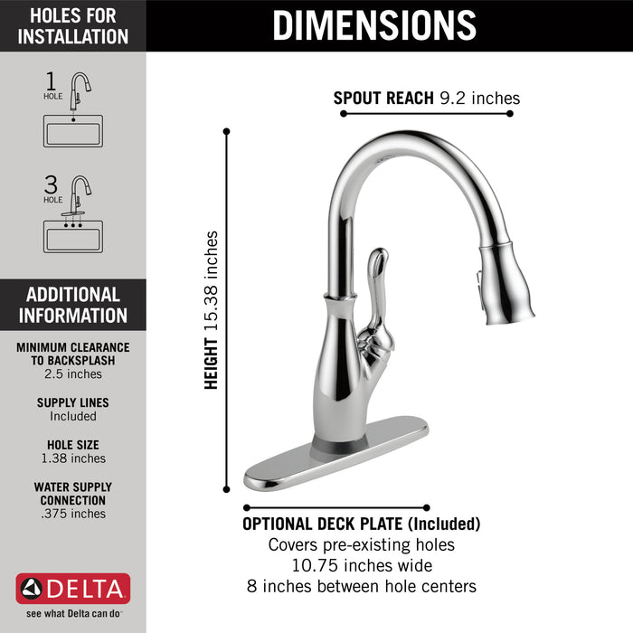 Delta Leland: VoiceIQ Single Handle Pull-Down Faucet with Touch2O Technology