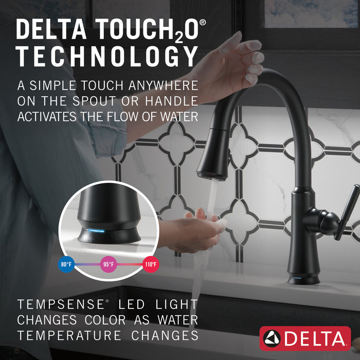 Delta Coranto:9179T Single Handle Pull Down Kitchen Faucet with Touch<sub>2</sub>O Technology