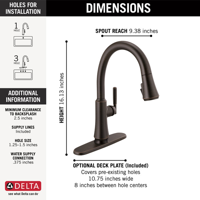 Delta Coranto 9179T Single Handle Pull-Down Kitchen Faucet with TouchTouch 2O Technology