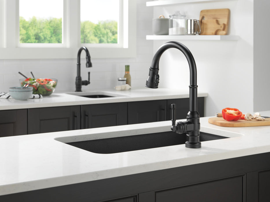 Delta Broderick 9190T Single Handle Pull-Down Kitchen Faucet With TouchTouch 2O Technology, matte black - view 3