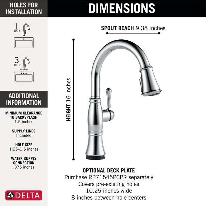 Delta Cassidy™: Single Handle Pull-Down Kitchen Faucet with Touch<sub>2</sub>O and ShieldSpray Technologies