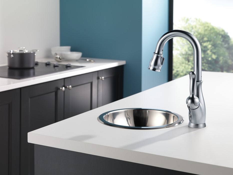 Delta Leland 9678 Single Handle Pull-Down Bar / Prep Faucet, arctic stainless - view 2