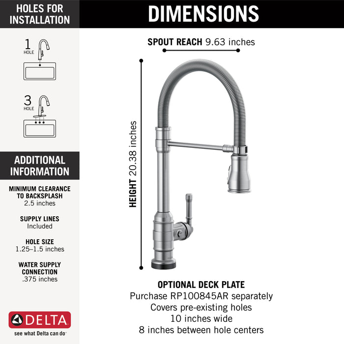 Delta Broderick:9690T Single-Handle Pull-Down Spring Kitchen Faucet with Touch<sub>2</sub>O Technology