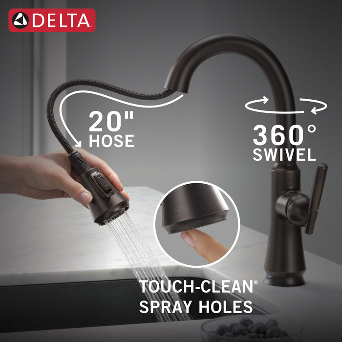 Delta Coranto™: Single Handle Pull Down Bar/Prep Faucet with Touch<sub>2</sub>O Technology
