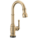 Delta Broderick 9990T Single Handle Pull-Down Bar/Prep Faucet with TouchTouch 2O Technology, champagne bronze